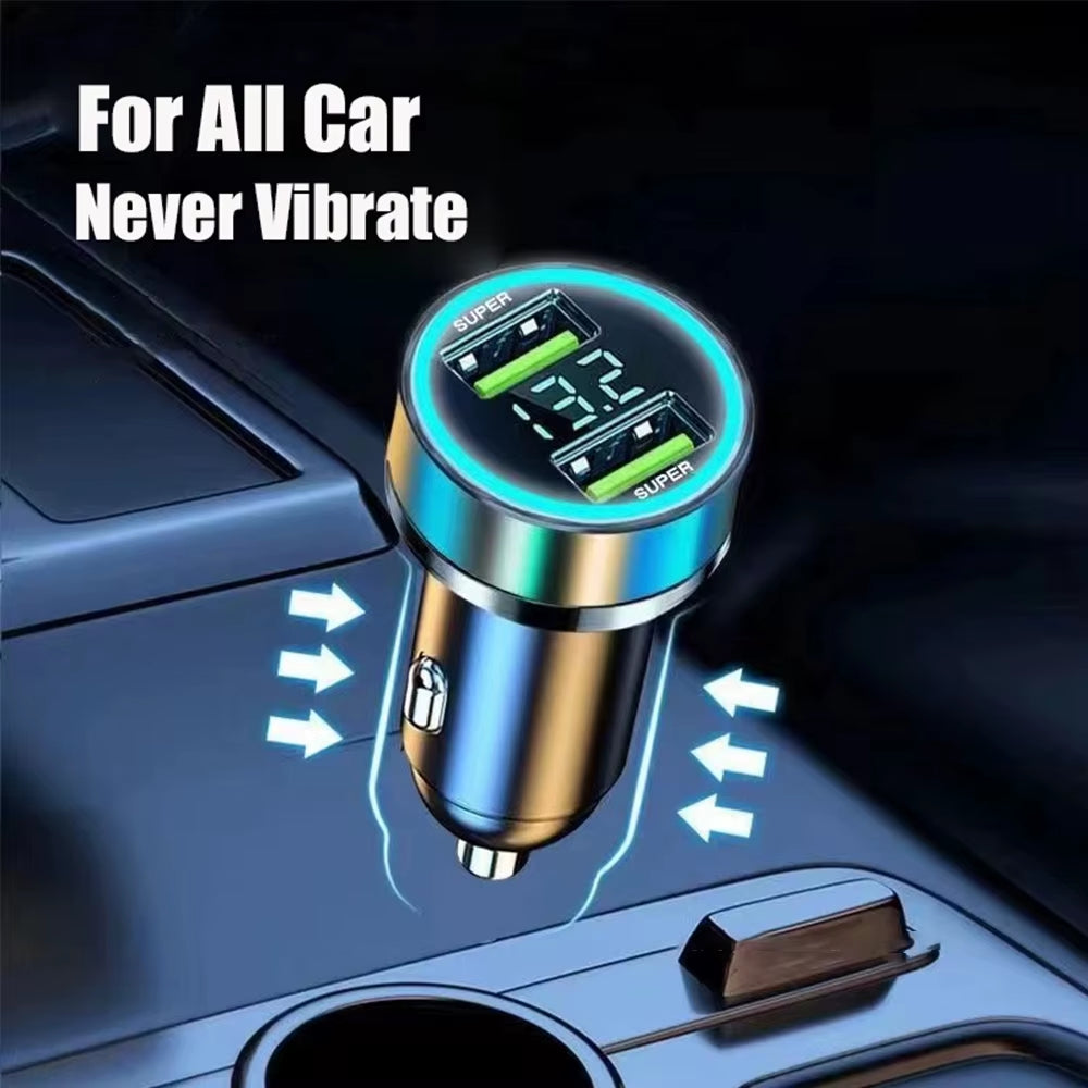 240W Car Charger Dual USB Ports 120W Super Fast Charging with Digital Display Quick Charging Adapter for Iphone Samsung Xiaomi