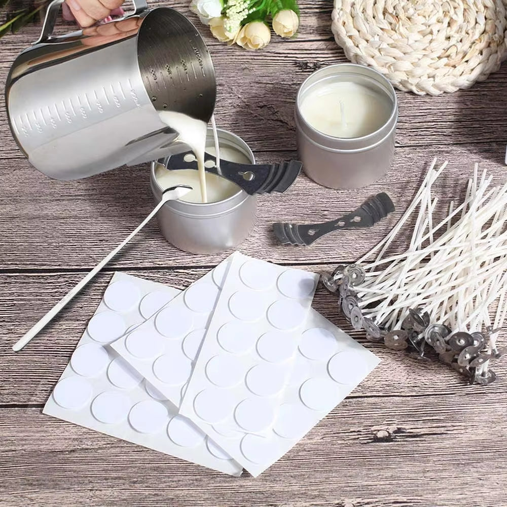 Smokeless Candle Wicks 2.6-20Cm Pre-Waxed Cotton Core Wicks with Metal Sustainer Tabs DIY Handmade Candle Making Tools