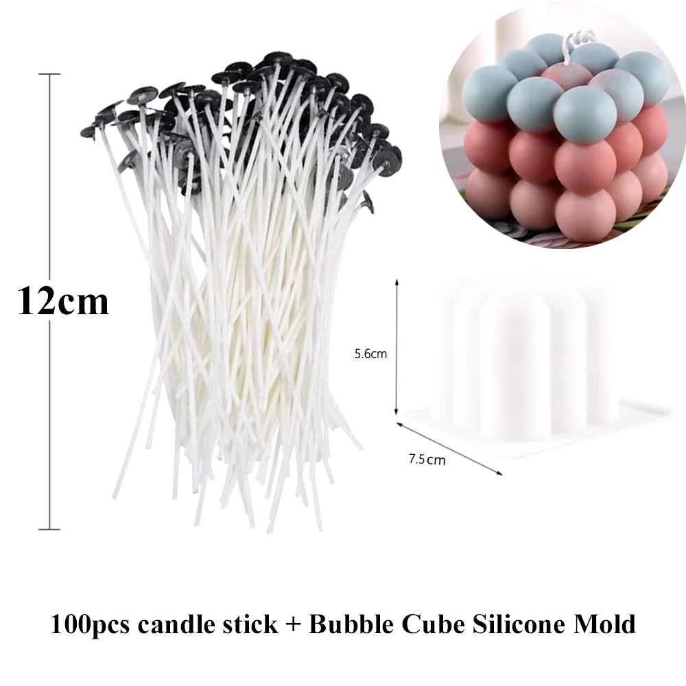 Smokeless Candle Wicks 2.6-20Cm Pre-Waxed Cotton Core Wicks with Metal Sustainer Tabs DIY Handmade Candle Making Tools