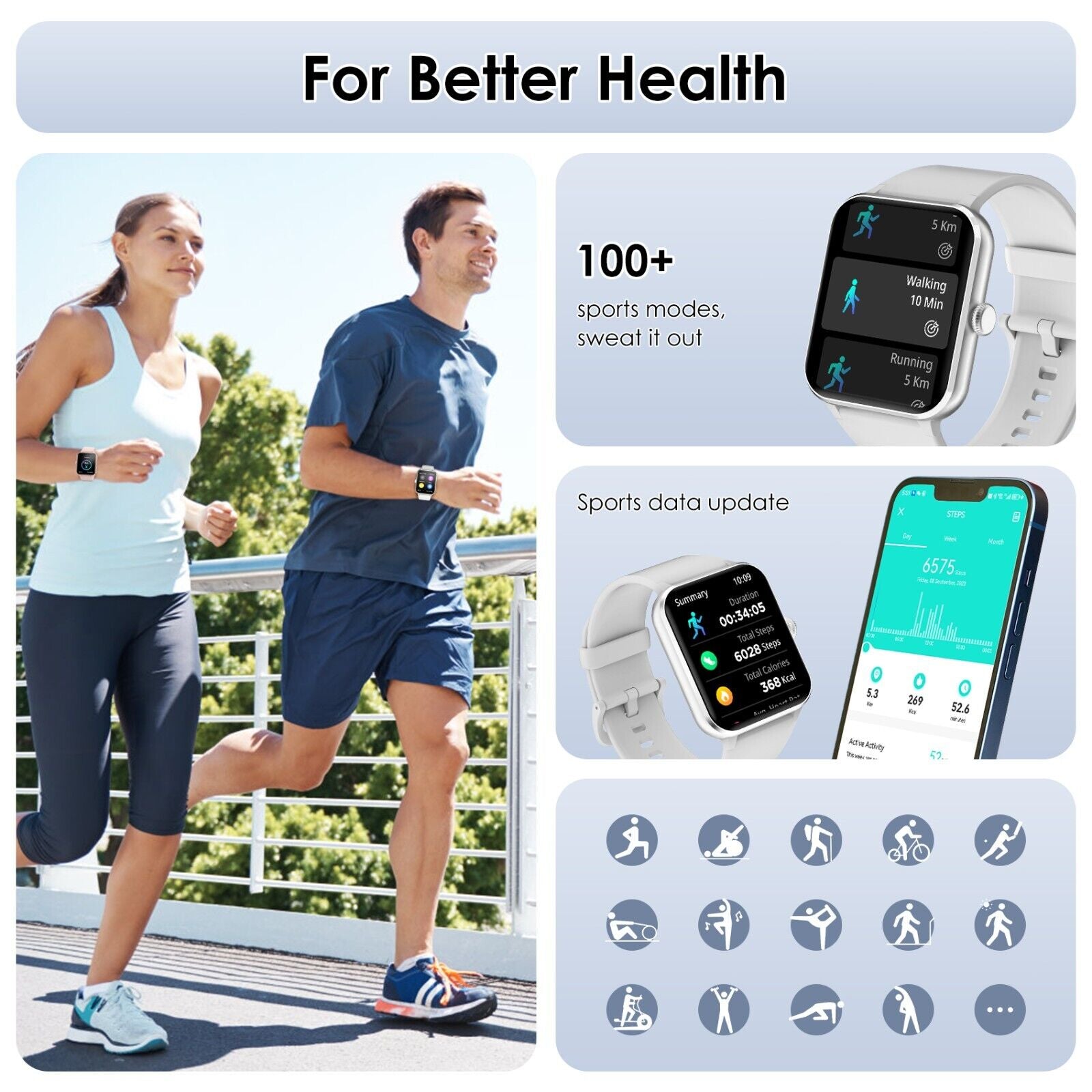 Blackview Smartwatch Damen Herren Mit Bluetooth Anrufe Fitnessuhr Für Android