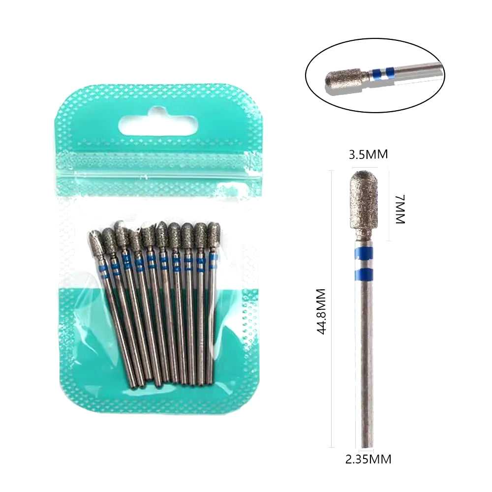 10Pcs Diamond Milling Cutter Nail Drill Bits Set for Manicure Accessory Pedicure Eletric Machine Nail Bit Brush Burr Tools