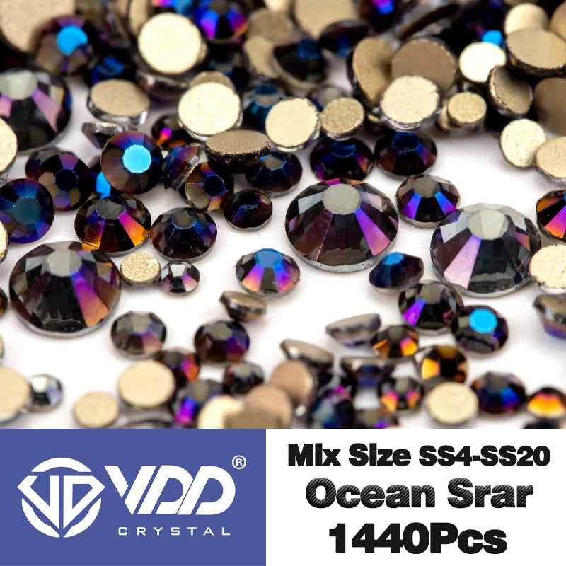 SS4-SS20 Mix Size Clear Crystal Non-Hotfix Gold Flatback Rhinestones Decorations DIY Glitter Stones 3D Nail Art Accessories
