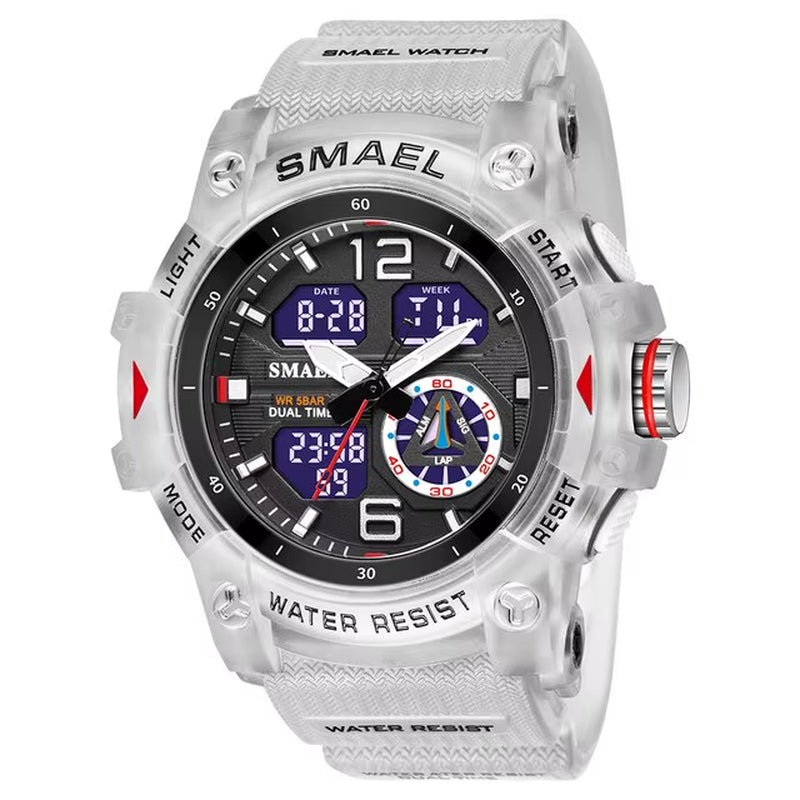 Sport Watch Military Wristwatch for Men Alarm Stopwatch LED Digital Back Light Dual Time Display Waterproof Watch Men 8007