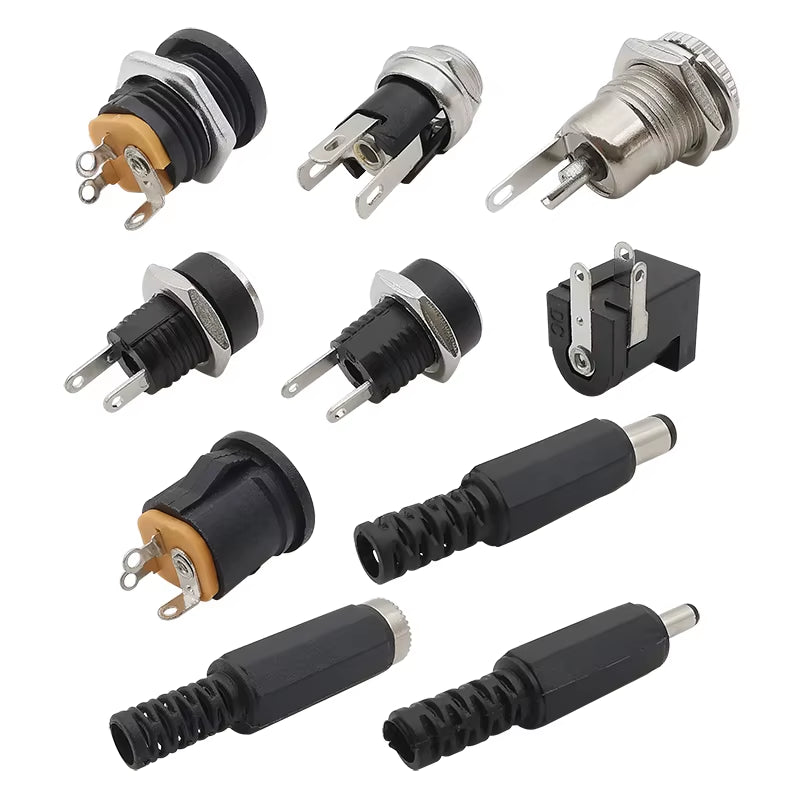 10Pcs DC Connectors 5.5X2.1Mm 3.5X1.3Mm DC Power Plug Male Female Jack Socket Nut Panel Mount DC Power Adapter Connector 5.5*2.1