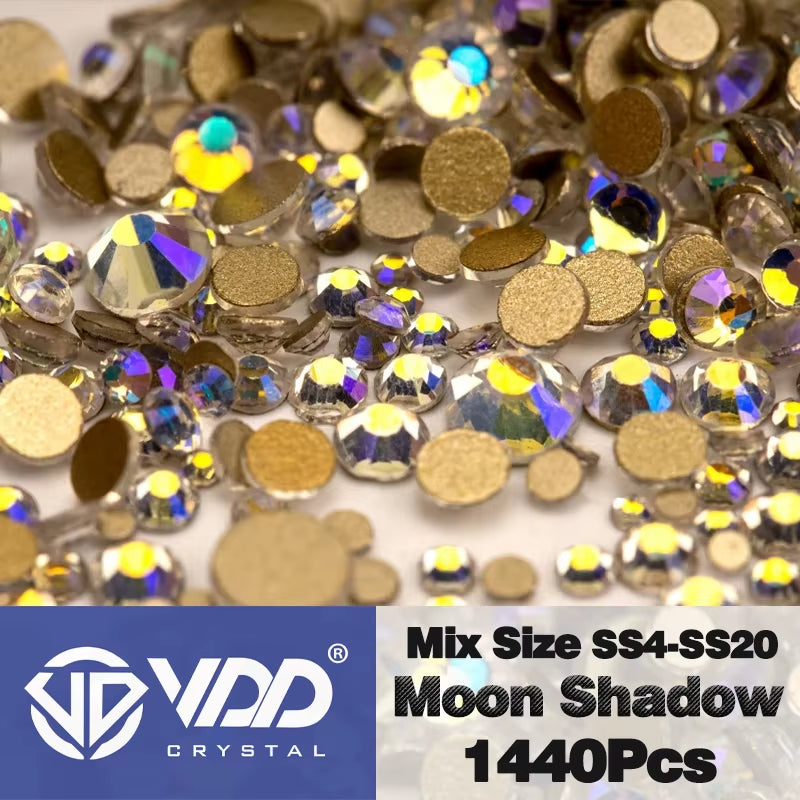 SS4-SS20 Mix Size Clear Crystal Non-Hotfix Gold Flatback Rhinestones Decorations DIY Glitter Stones 3D Nail Art Accessories