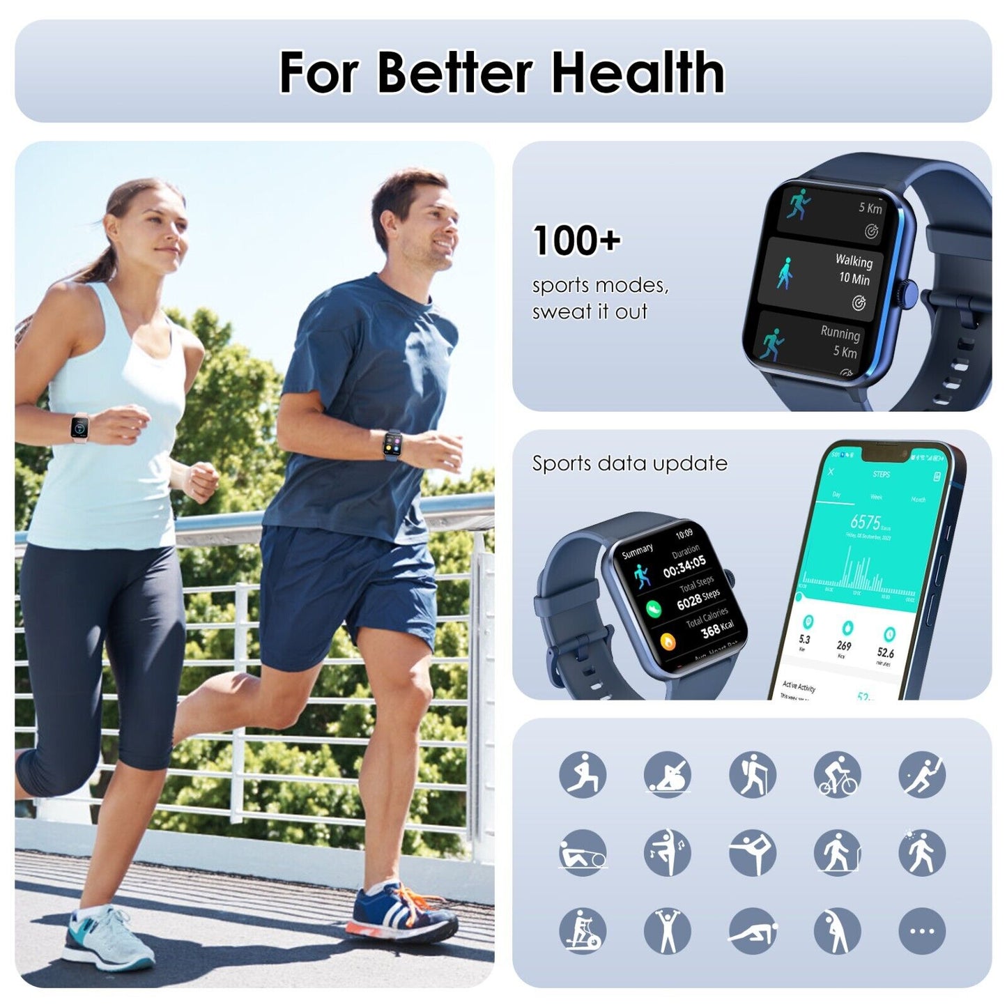 Blackview Smartwatch Damen Herren Mit Bluetooth Anrufe Fitnessuhr Für Android