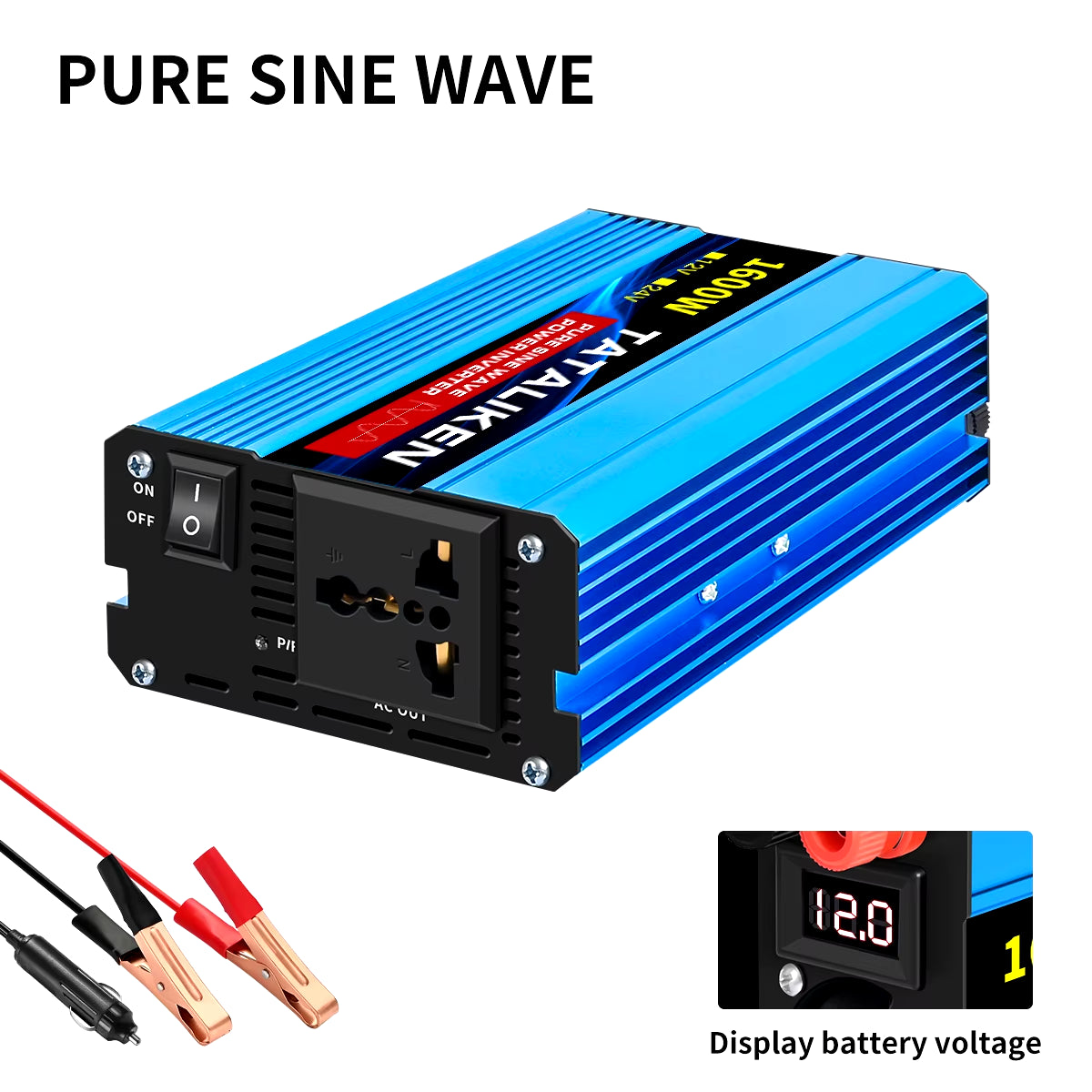 Pure Sine Wave Inverter 1000W-4000W DC 12V/24V to AC 220V 50Hz Power Inverter Charger Adapter Universal Socket