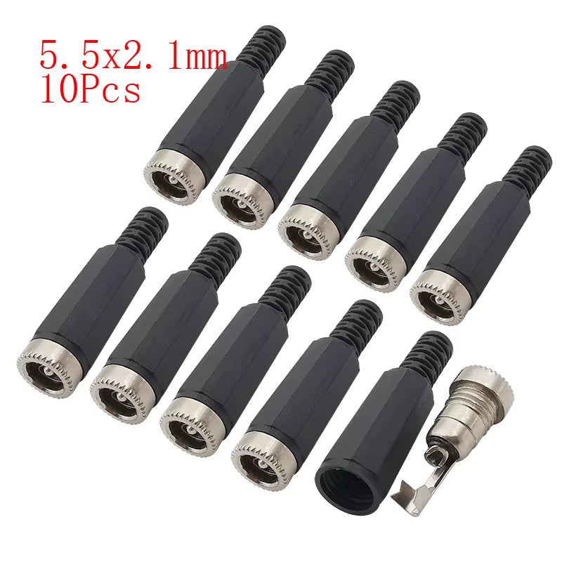 10Pcs DC Connectors 5.5X2.1Mm 3.5X1.3Mm DC Power Plug Male Female Jack Socket Nut Panel Mount DC Power Adapter Connector 5.5*2.1