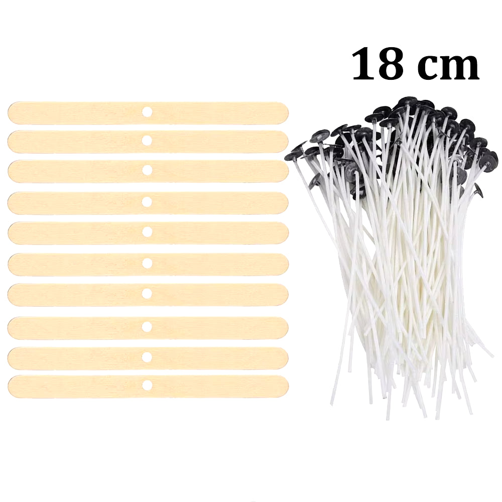 Smokeless Candle Wicks 2.6-20Cm Pre-Waxed Cotton Core Wicks with Metal Sustainer Tabs DIY Handmade Candle Making Tools