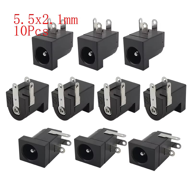 10Pcs DC Connectors 5.5X2.1Mm 3.5X1.3Mm DC Power Plug Male Female Jack Socket Nut Panel Mount DC Power Adapter Connector 5.5*2.1