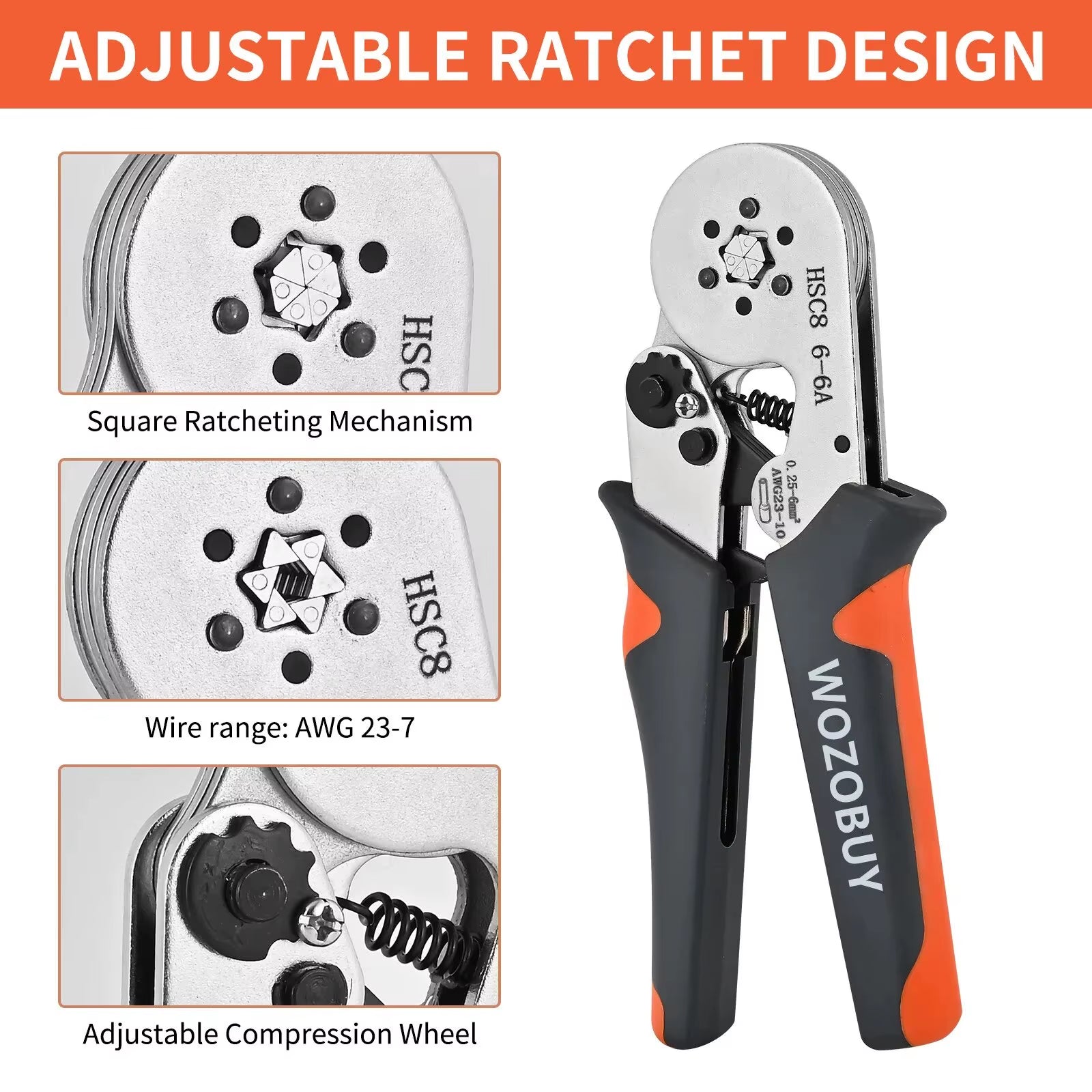 Ferrule Sleeves Terminal Crimping Tools Mini Electrical Pliers HSC8 6-4/6-6(0.25-10Mm²/0.25-6Mm²) Wire Connection Repair Clamp