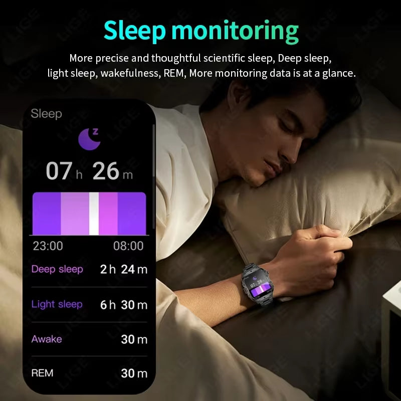 2024 Rugged Military Smart Watch Men Outdoor Watches Lp68 Waterproof 2.01" Al Voice Bluetooth Call Smartwatch for Android Los