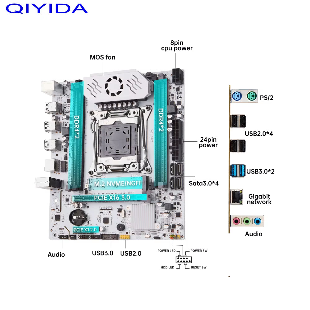 X99 Motherboard D4 LGA 2011 3 with M.2 Slot Support X99 C612Chip DDR4 Memory SATA3.0 USB3.0 PCI16X