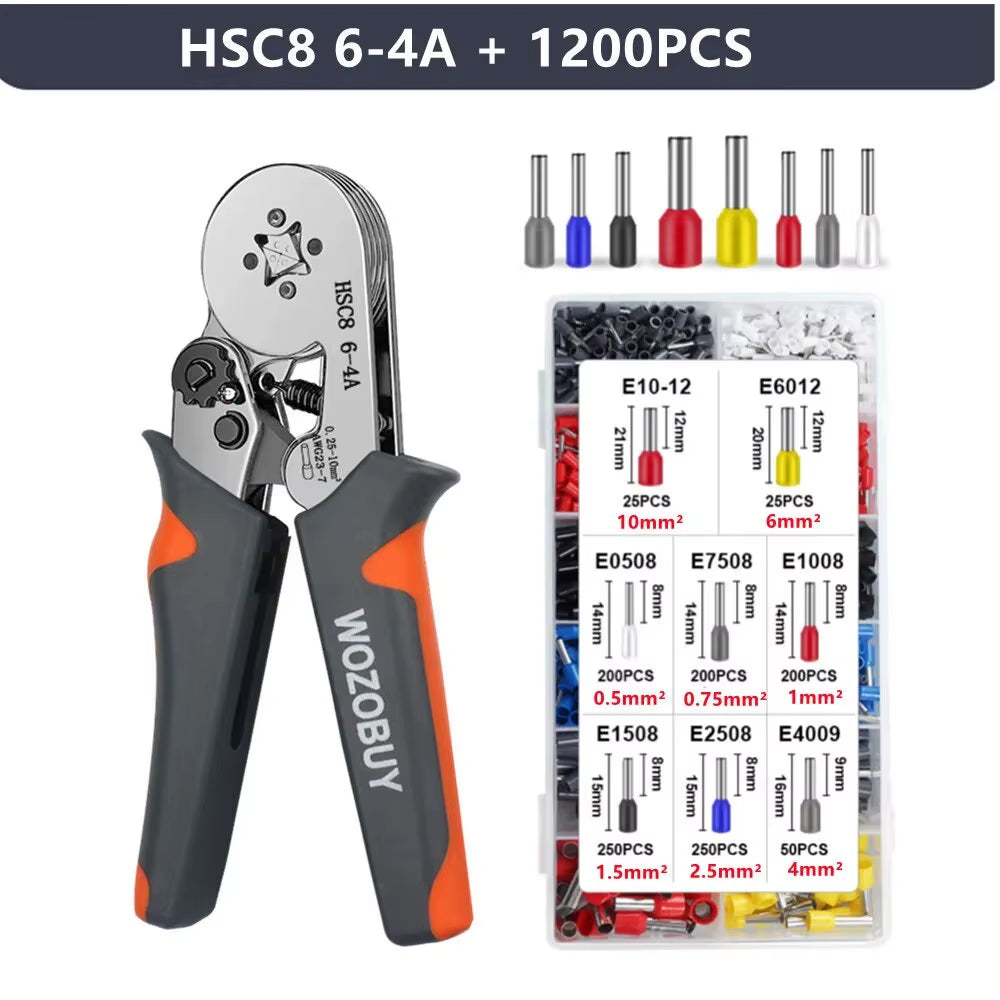 Ferrule Sleeves Terminal Crimping Tools Mini Electrical Pliers HSC8 6-4/6-6(0.25-10Mm²/0.25-6Mm²) Wire Connection Repair Clamp