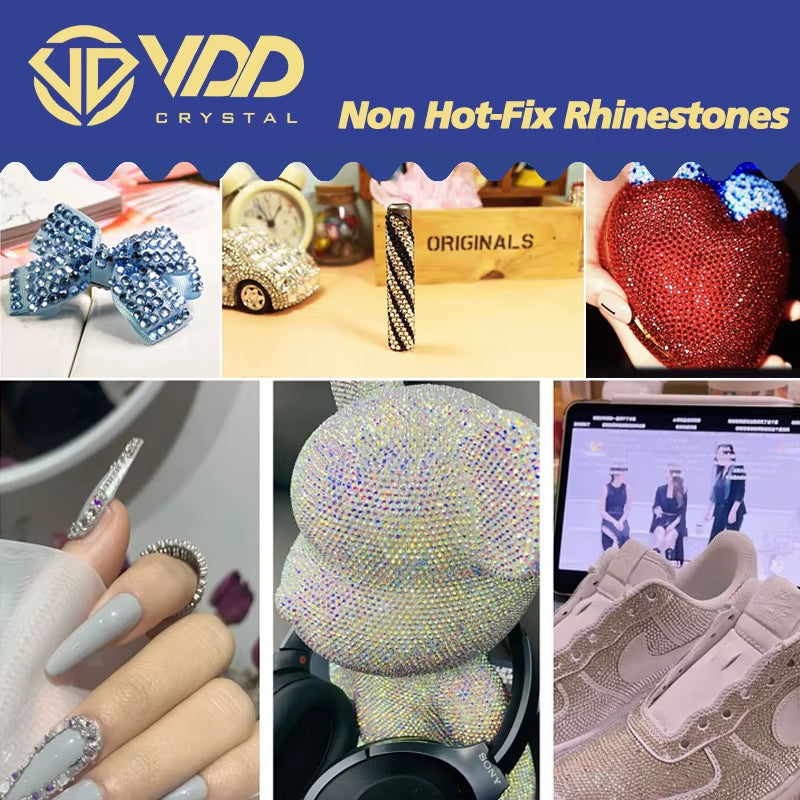 SS4-SS20 Mix Size Clear Crystal Non-Hotfix Gold Flatback Rhinestones Decorations DIY Glitter Stones 3D Nail Art Accessories