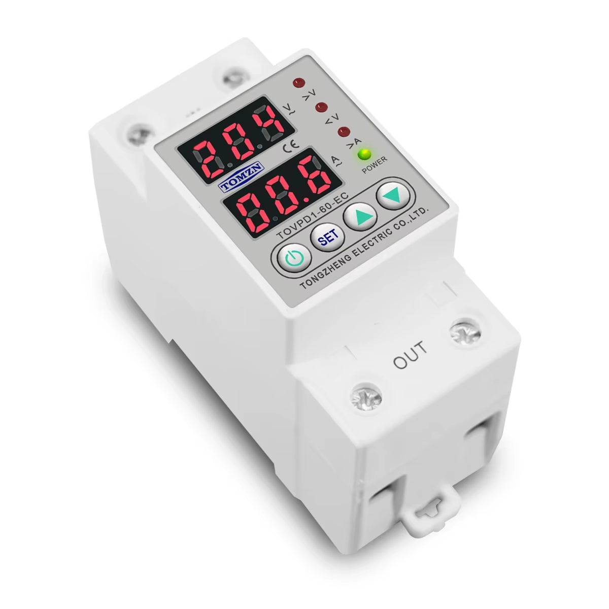 Din Rail Dual Display Adjustable over Voltage Current and under Voltage Protective Device Protector Relay 40A 63A 80A 220V 230V