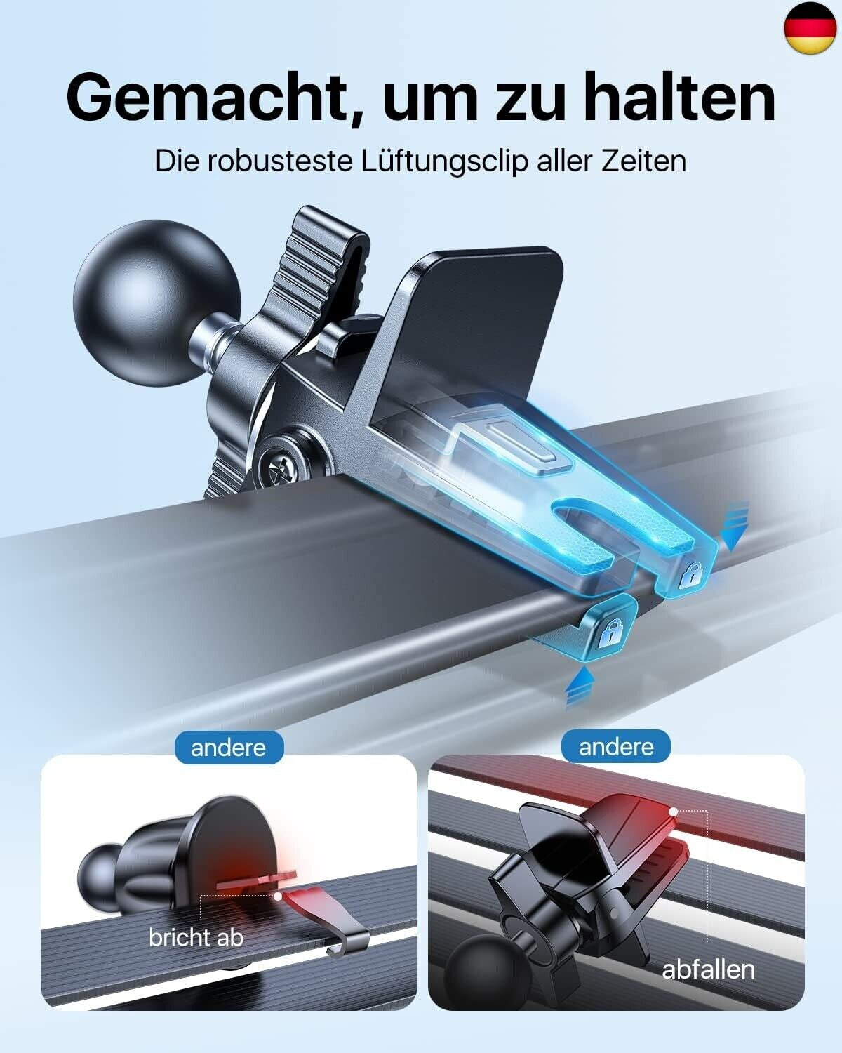 Andobil Handyhalterung Auto Lüftung [ 2024 Upgrade Lüftungsclip ] Kfz Handy H