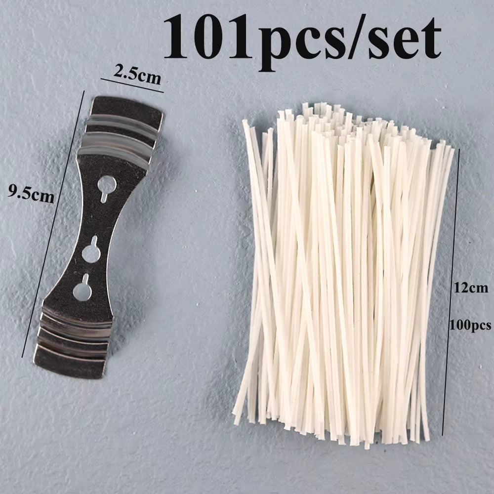 Smokeless Candle Wicks 2.6-20Cm Pre-Waxed Cotton Core Wicks with Metal Sustainer Tabs DIY Handmade Candle Making Tools