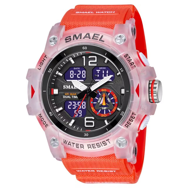 Sport Watch Military Wristwatch for Men Alarm Stopwatch LED Digital Back Light Dual Time Display Waterproof Watch Men 8007