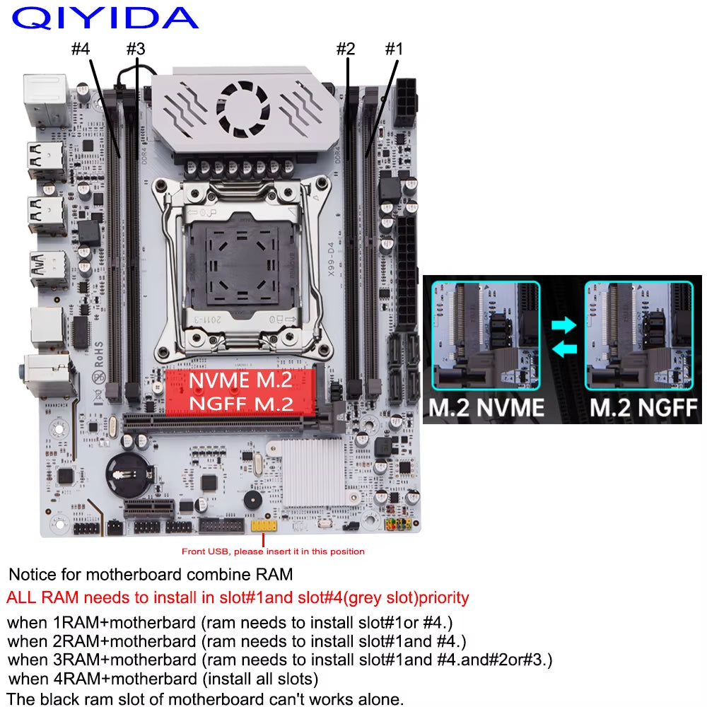 X99 Motherboard D4 LGA 2011 3 with M.2 Slot Support X99 C612Chip DDR4 Memory SATA3.0 USB3.0 PCI16X