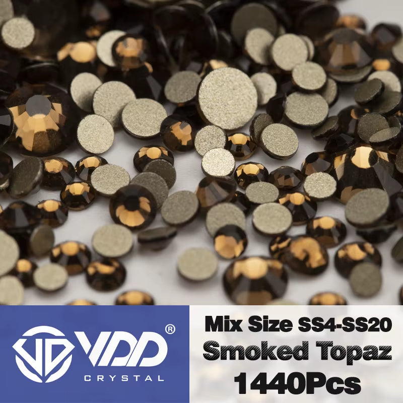 SS4-SS20 Mix Size Clear Crystal Non-Hotfix Gold Flatback Rhinestones Decorations DIY Glitter Stones 3D Nail Art Accessories