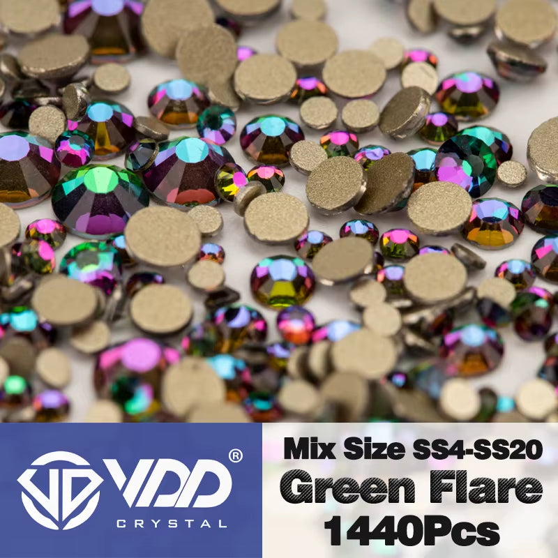 SS4-SS20 Mix Size Clear Crystal Non-Hotfix Gold Flatback Rhinestones Decorations DIY Glitter Stones 3D Nail Art Accessories