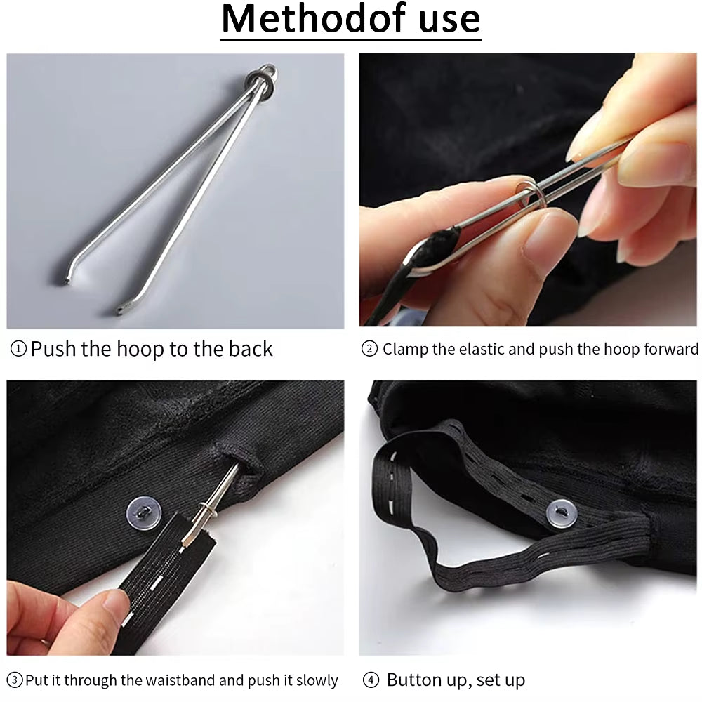 2Pcs High Quality Garment Clips Sewing DIY Tools Elastic Band Tape Punch Cross Stitch Threader Wear Elastic Clamp (Wear Rope)
