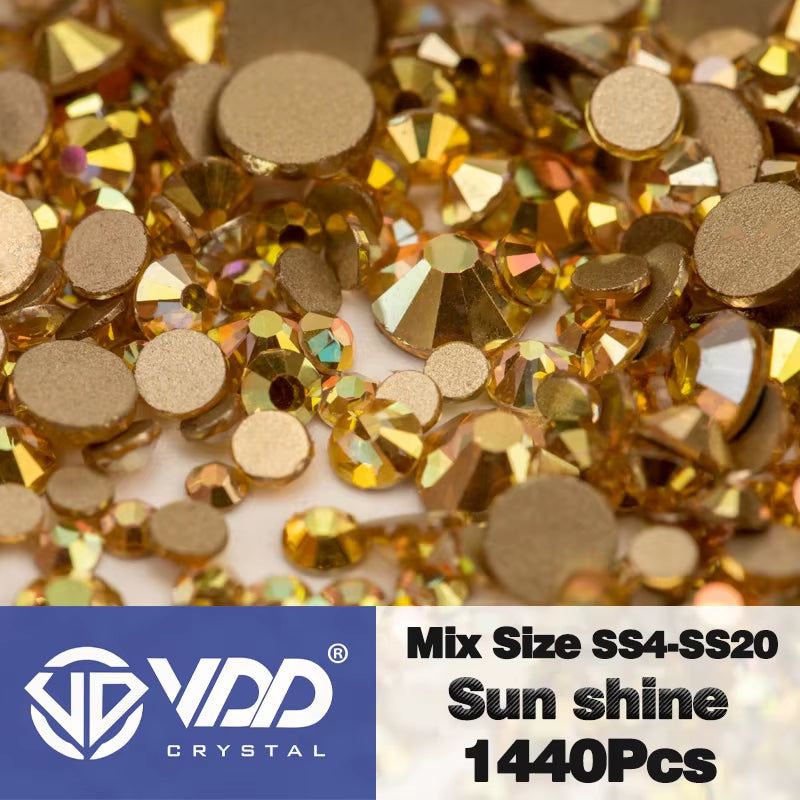 SS4-SS20 Mix Size Clear Crystal Non-Hotfix Gold Flatback Rhinestones Decorations DIY Glitter Stones 3D Nail Art Accessories