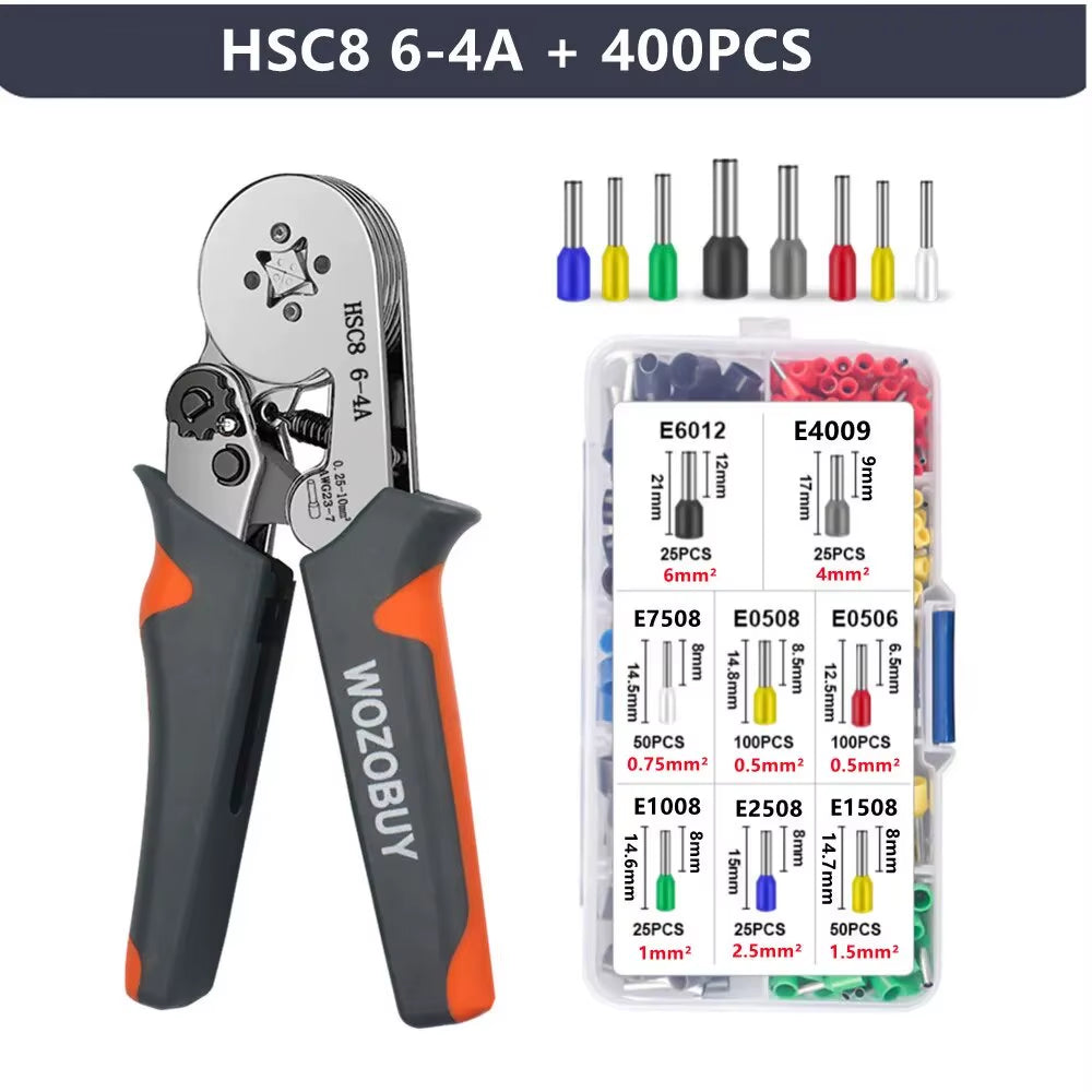 Ferrule Sleeves Terminal Crimping Tools Mini Electrical Pliers HSC8 6-4/6-6(0.25-10Mm²/0.25-6Mm²) Wire Connection Repair Clamp