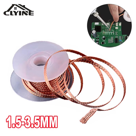 1.5-3.5Mm Desoldering Mesh Braid Tape Copper Welding Point Solder Remover Wire Soldering Wick Tin Lead Cord Flux for Soldering