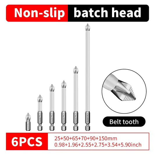 6 Pcs Non-Slip Magnetic Cross Head Household Electric Driver Screw Set - High Hardness Hand Drill Bits for Electric Screwdrivers