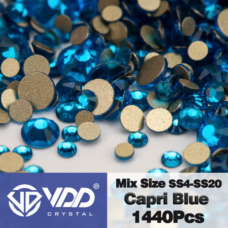 SS4-SS20 Mix Size Clear Crystal Non-Hotfix Gold Flatback Rhinestones Decorations DIY Glitter Stones 3D Nail Art Accessories