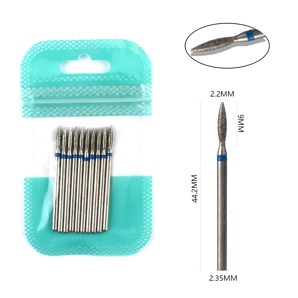 10Pcs Diamond Milling Cutter Nail Drill Bits Set for Manicure Accessory Pedicure Eletric Machine Nail Bit Brush Burr Tools