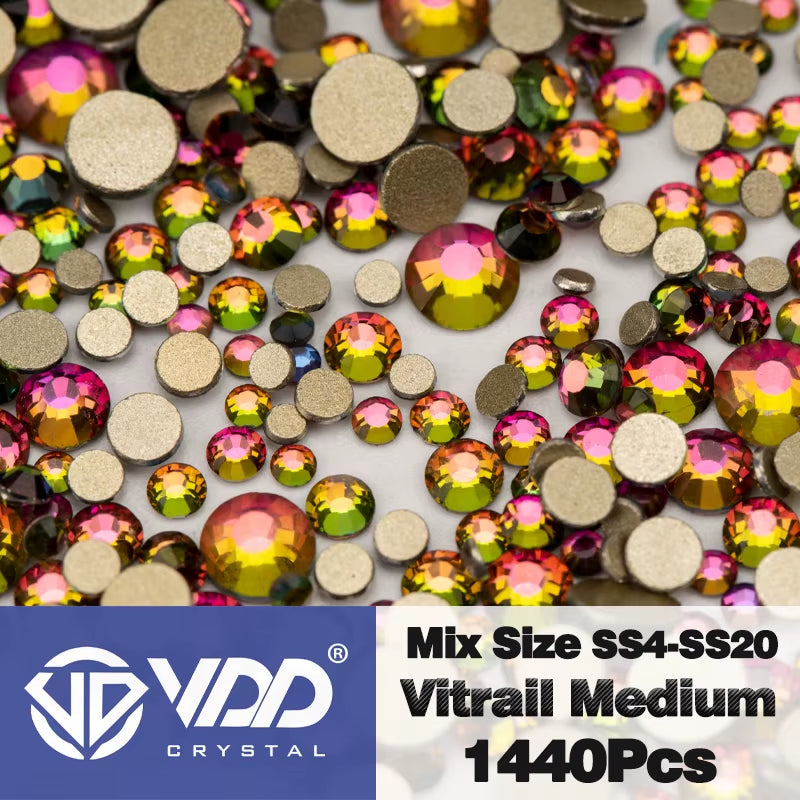 SS4-SS20 Mix Size Clear Crystal Non-Hotfix Gold Flatback Rhinestones Decorations DIY Glitter Stones 3D Nail Art Accessories
