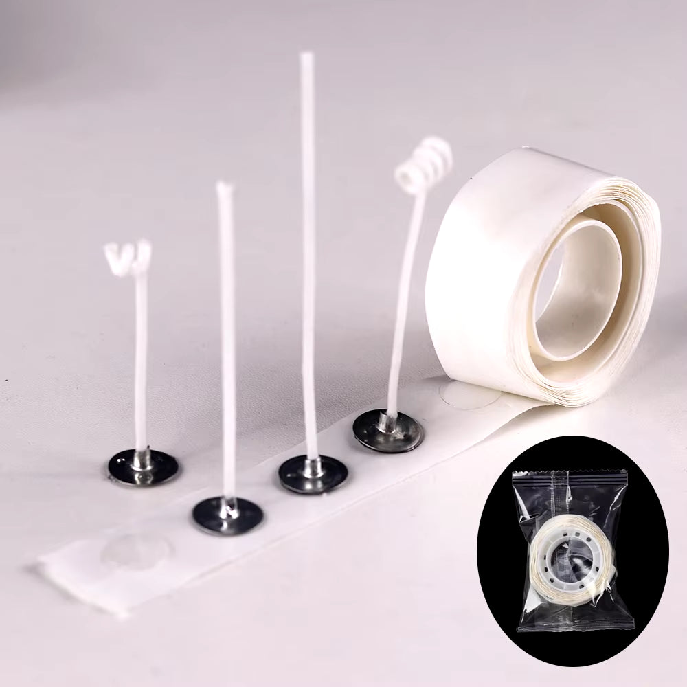 Smokeless Candle Wicks 2.6-20Cm Pre-Waxed Cotton Core Wicks with Metal Sustainer Tabs DIY Handmade Candle Making Tools