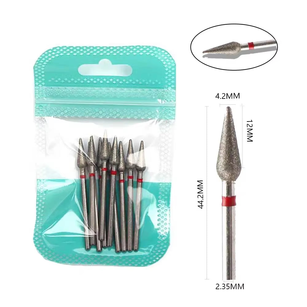 10Pcs Diamond Milling Cutter Nail Drill Bits Set for Manicure Accessory Pedicure Eletric Machine Nail Bit Brush Burr Tools