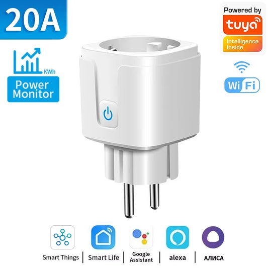 Tuya Wifi/Zigbee Smart Socket EU Plug 16/20A Power Monitor Remote Control Smart Life APP Remote Control Alexa Google Home