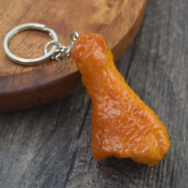 Creative Simulation Food Keychain PVC Model Gift Keychain Soft Glue Fake Braised Pork Belly Roasted Chicken Keychain K4230