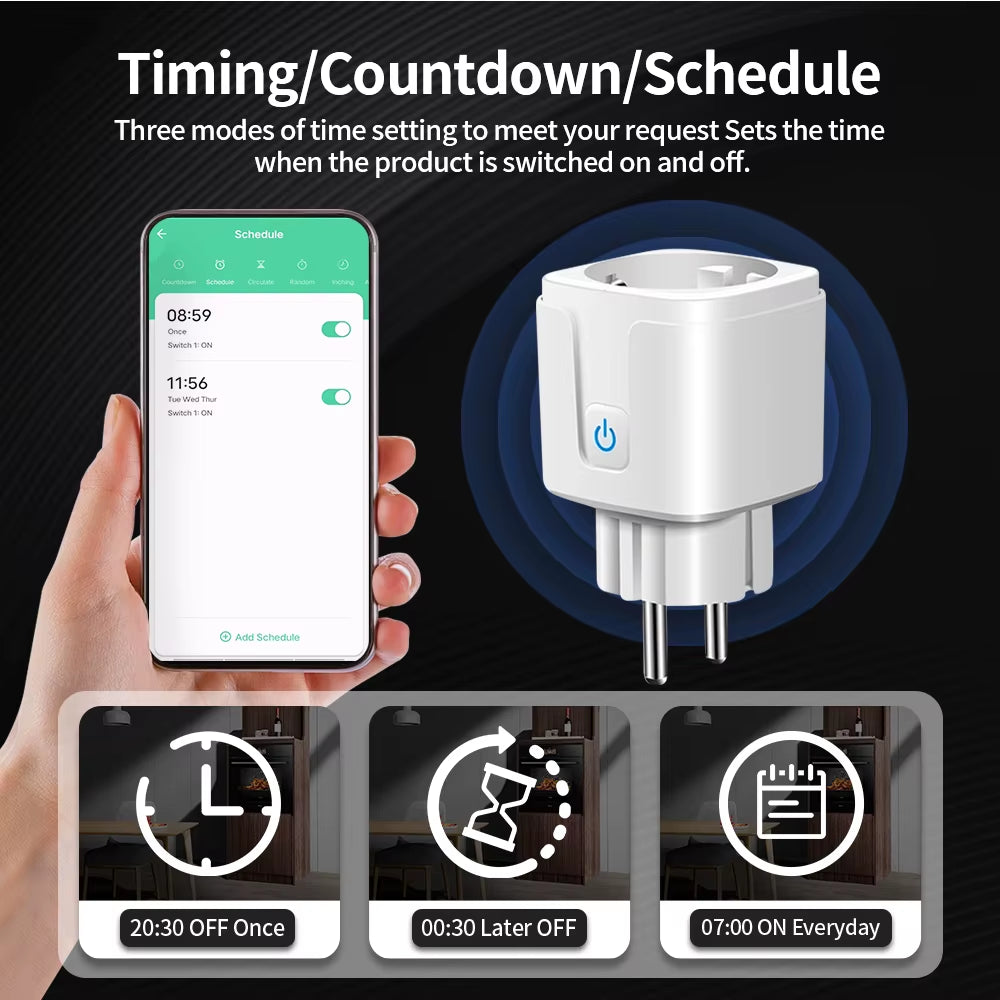 Tuya Wifi/Zigbee Smart Socket EU Plug 16/20A Power Monitor Remote Control Smart Life APP Remote Control Alexa Google Home