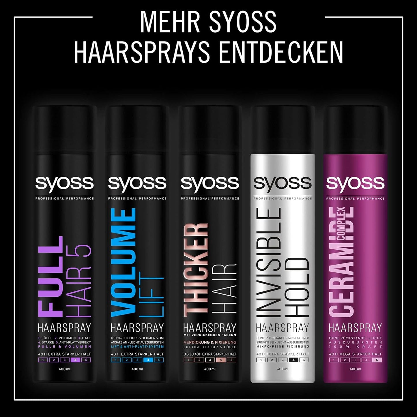 Syoss Haarspray Max Hold 6Er Pack (6X 400Ml) Halt 5, Haarspray Mit 48H Mega Starkem Halt, Schnell Trocknendes Styling Spray Für Mega Widerstandskraft, Leicht Auszubürsten