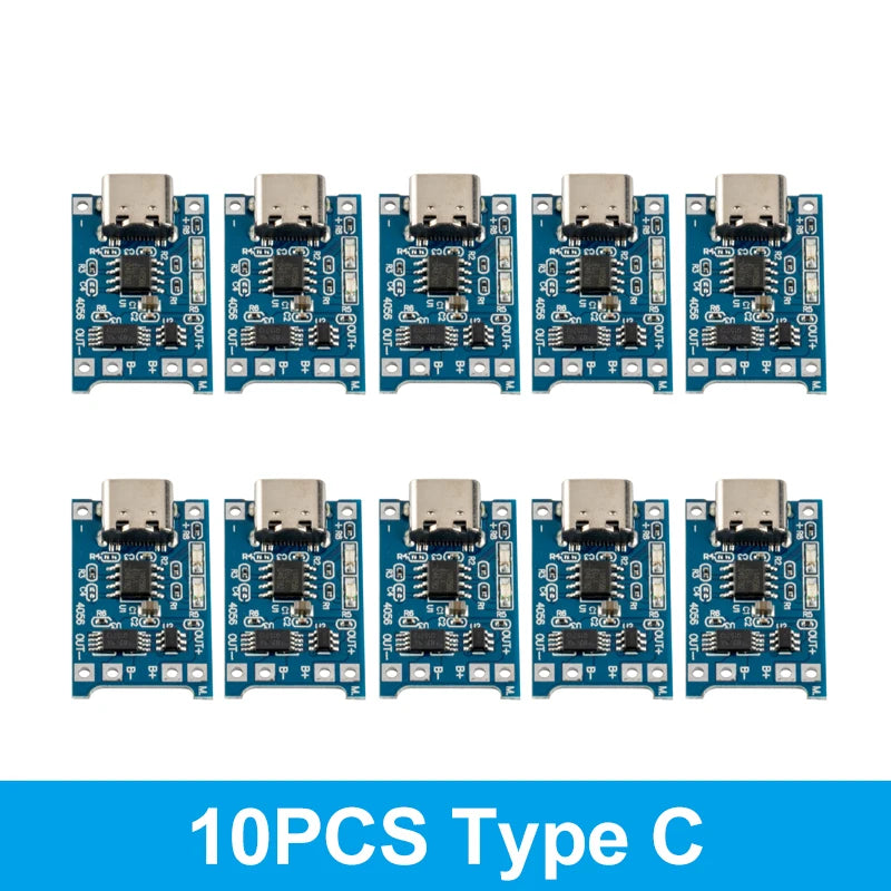 5Pcs 10Pcs Type-C Micro USB 5V 1A 18650 TP4056 Lithium Battery Charger Module Charging Board with Protection Dual Functions 1A