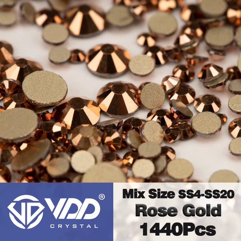 SS4-SS20 Mix Size Clear Crystal Non-Hotfix Gold Flatback Rhinestones Decorations DIY Glitter Stones 3D Nail Art Accessories