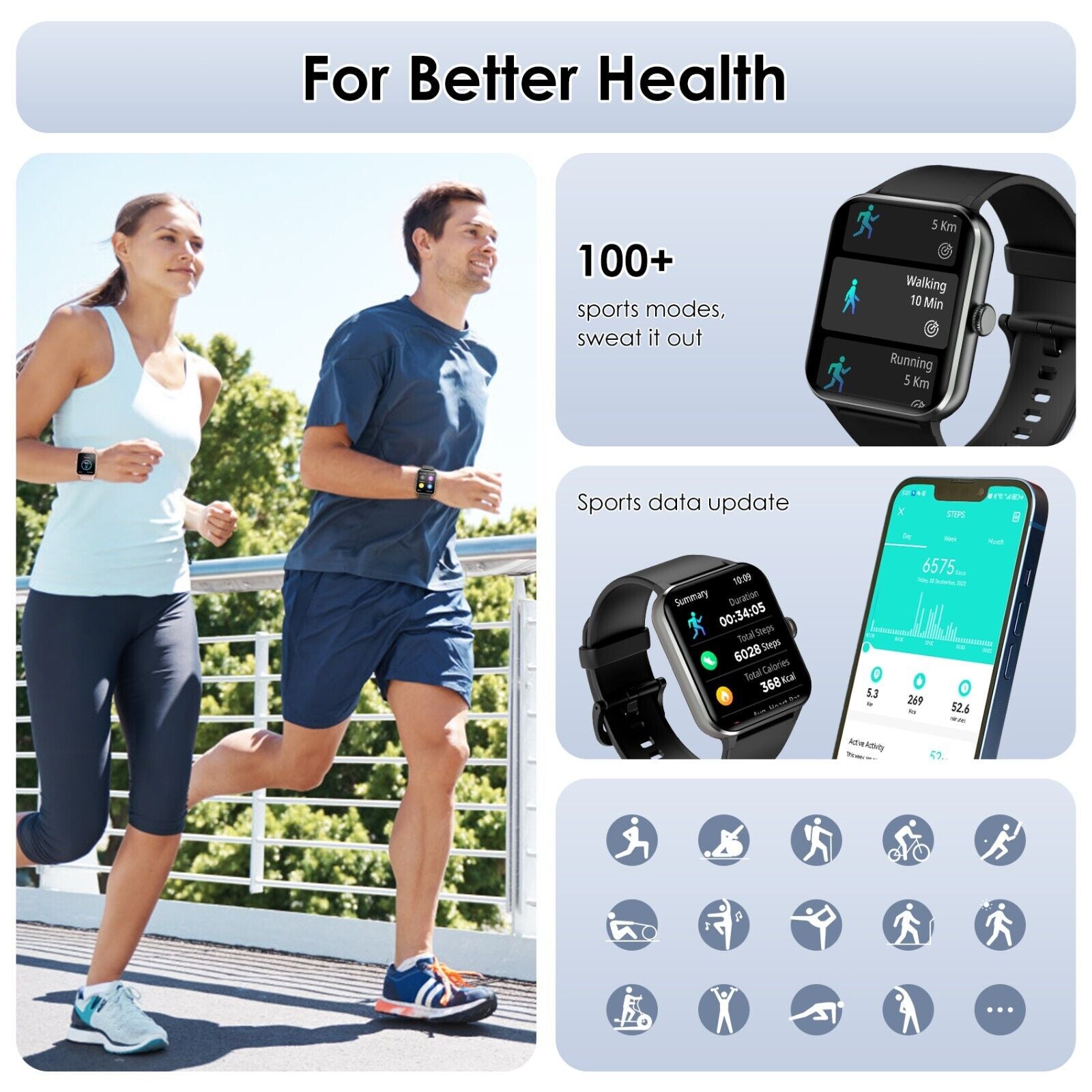 Blackview Smartwatch Damen Herren Mit Bluetooth Anrufe Fitnessuhr Für Android