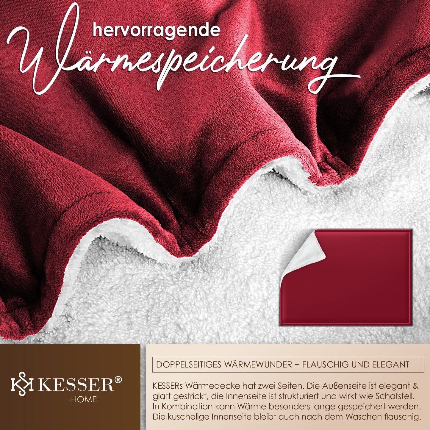 KESSER® Kuscheldecke Flauschig Wohndecke Sherpa Fleece Decke Flanell Bett Sofa