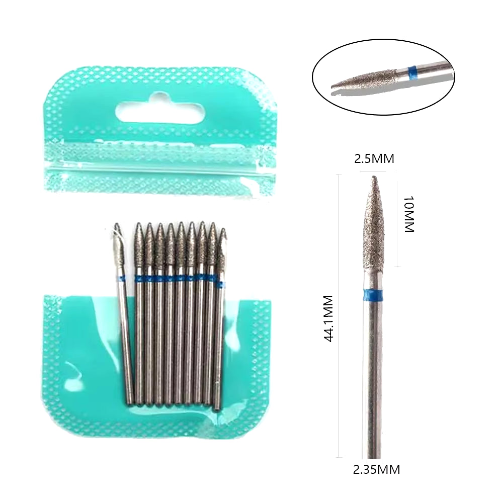10Pcs Diamond Milling Cutter Nail Drill Bits Set for Manicure Accessory Pedicure Eletric Machine Nail Bit Brush Burr Tools