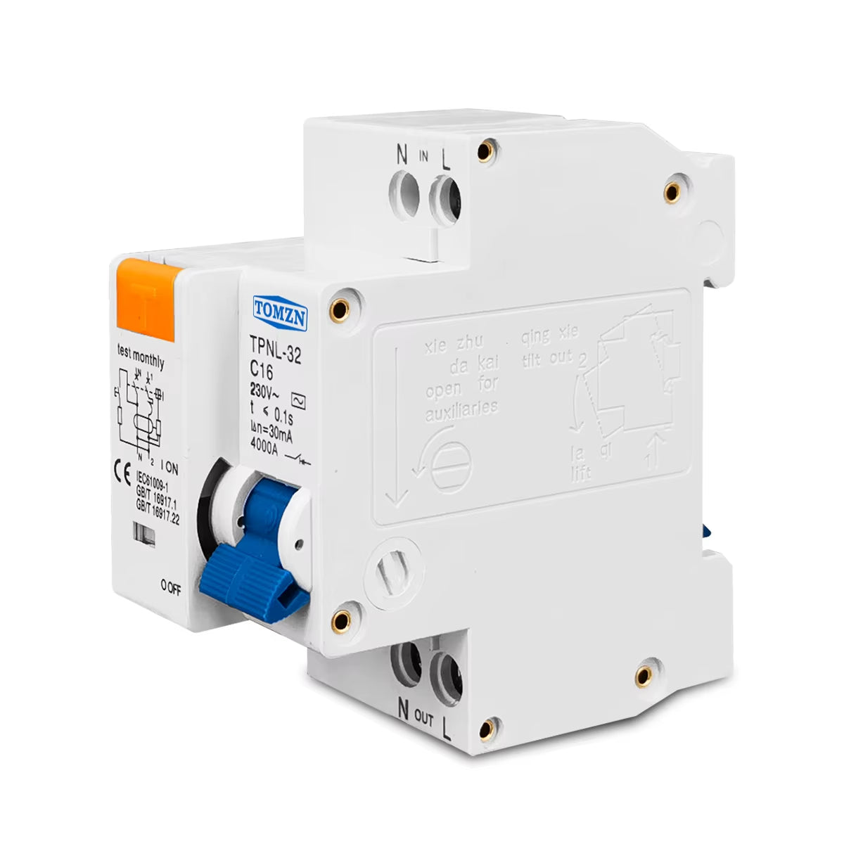 TPNL DPNL 230V 1P+N Residual Current Circuit Breaker with over and Short Current Leakage Protection RCBO MCB