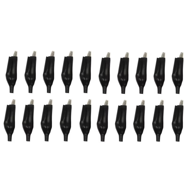 20 Pcs Crocodile Type Clip 28MM Black Red Blue Black Yellow Soft Plastic Coated Testing Probe Mini Alligator Test Clips