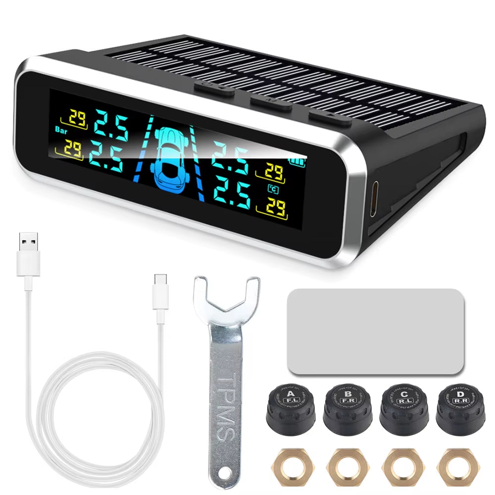 Tire Pressure Monitoring System Car Tyre Pressure Monitor Tyre Pressure Alarm with 4 External Sensors