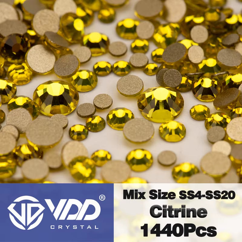 SS4-SS20 Mix Size Clear Crystal Non-Hotfix Gold Flatback Rhinestones Decorations DIY Glitter Stones 3D Nail Art Accessories