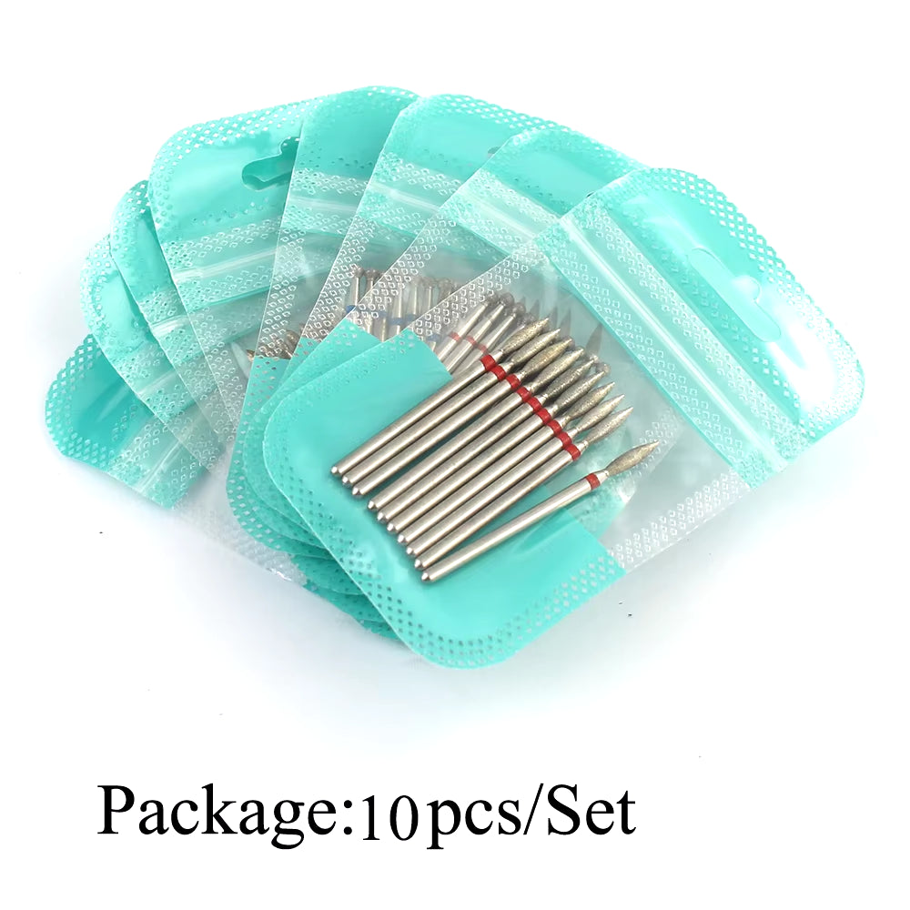 10Pcs Diamond Milling Cutter Nail Drill Bits Set for Manicure Accessory Pedicure Eletric Machine Nail Bit Brush Burr Tools